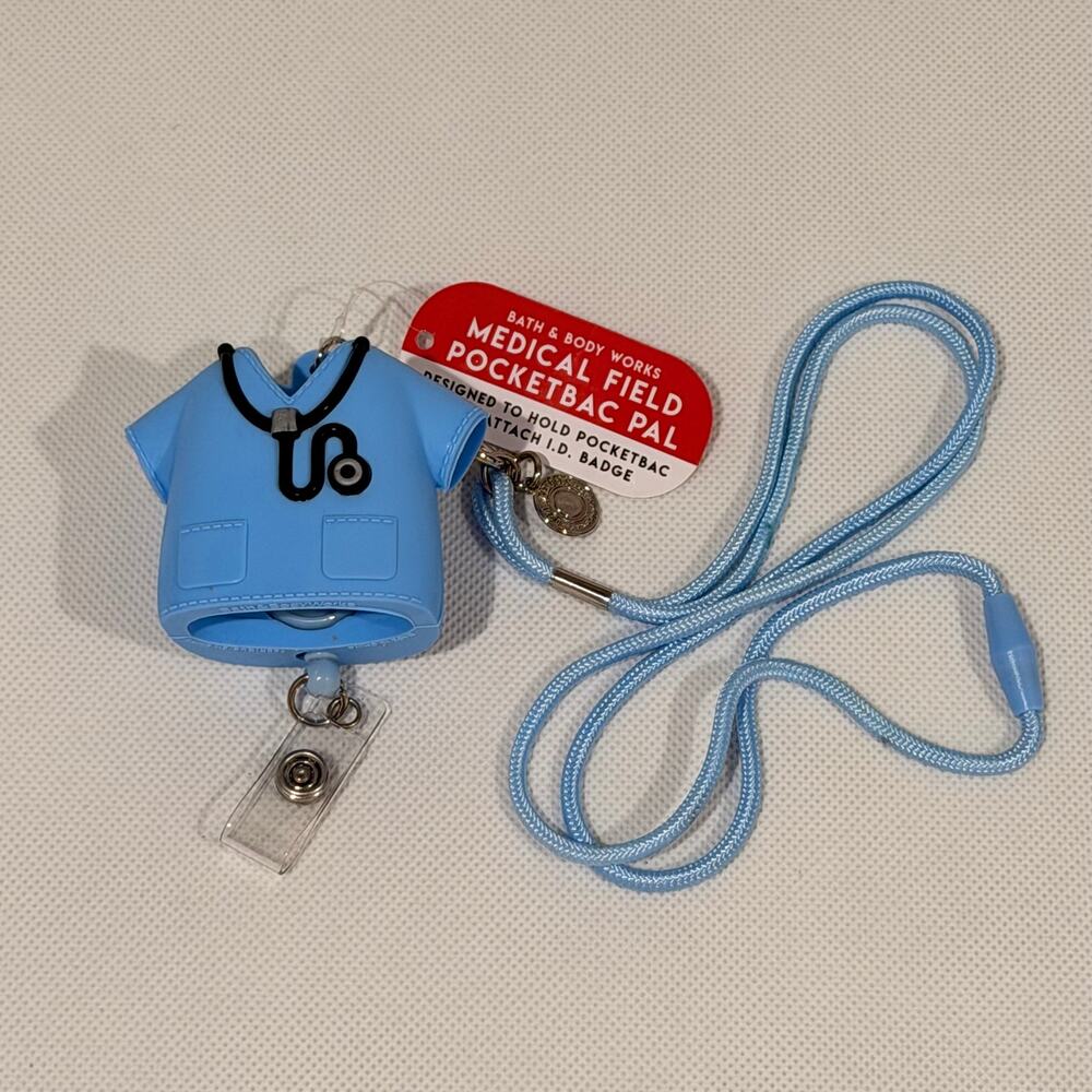 Bath & Body Works Medical Field Scrub PB Pal Holder Blue with Strap and ID Badge